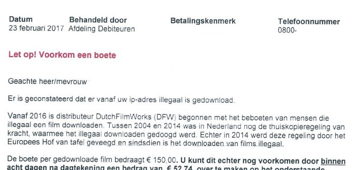 Oplichters Sturen 'downloadboete' Uit Naam Van Dutch FilmWorks | InfoLeek